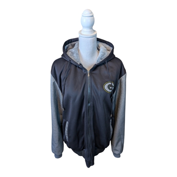 Tops - NFL GREEN BAY PACKER Full Zip Logo Sweatshirt Jacket SZ XL Faux Fur